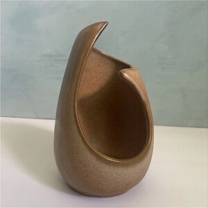 Vintage FRANKOMA Pottery | Candle Vase | #302 MCM | Light brown Satin | Red Clay